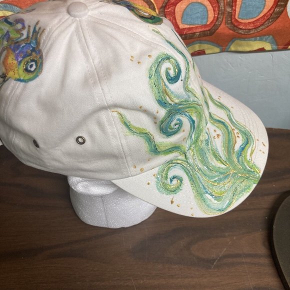 Taloolah Designs Artist Hand Painted Key West Fish Glitter Snapback Hat Cap NWT - Picture 5 of 8